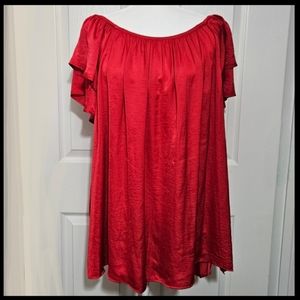 TERRA & SKY Red Blouse Women 2X Excellent Pre-Owned Condition